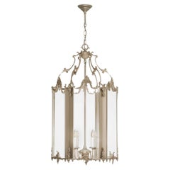 Celling Lantern cast bronze and Glass Leave Branches Decoration  Champagne Metal
