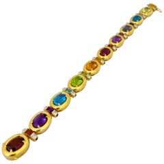 Cellini 18 Karat Gold 34.35 Carat Semi Precious and 0.20 Carat Diamond Bracelet