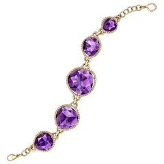 Cellini 18 Karat Gold Bracelet with 13.00 Carat Amethyst and 1.84 Carat Diamonds