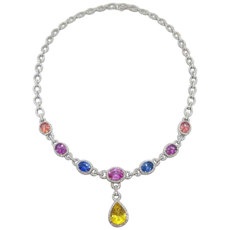 Bulgari Multicolored Sapphire and Diamond Necklace For Sale at 1stDibs ...
