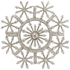 Cellini 18 Karat White Gold and 1.51 Carat Diamond Micro Pave Snowflake Brooch