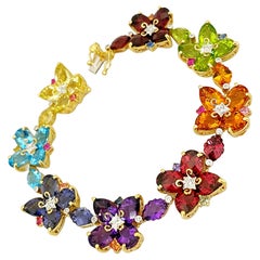 Cellini 18 Karat Yellow Gold 50.70 Carat Semi Precious Butterfly Bracelet
