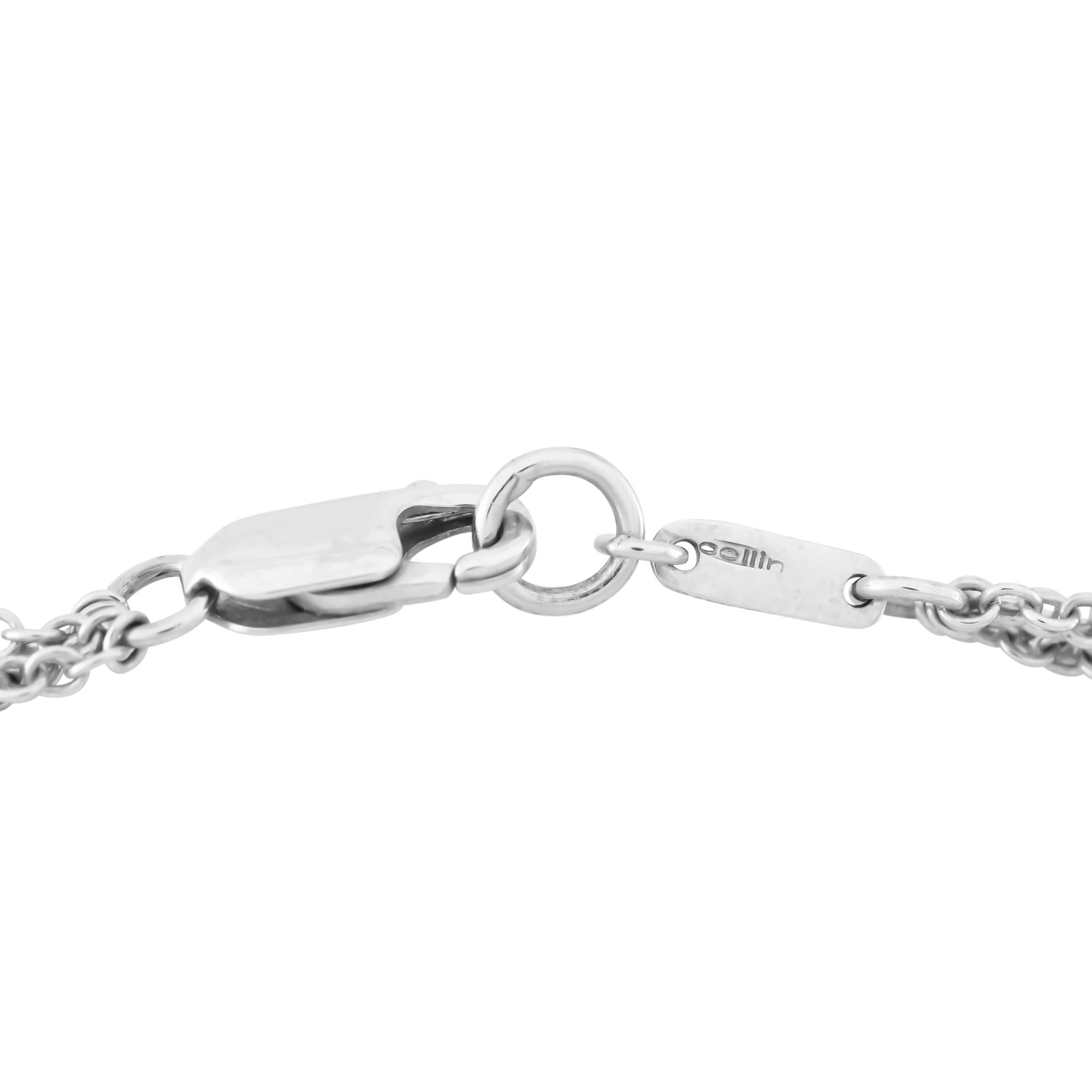 Round Cut Cellini 18K White Gold 1.32ct Diamond and Sapphire Necklace For Sale