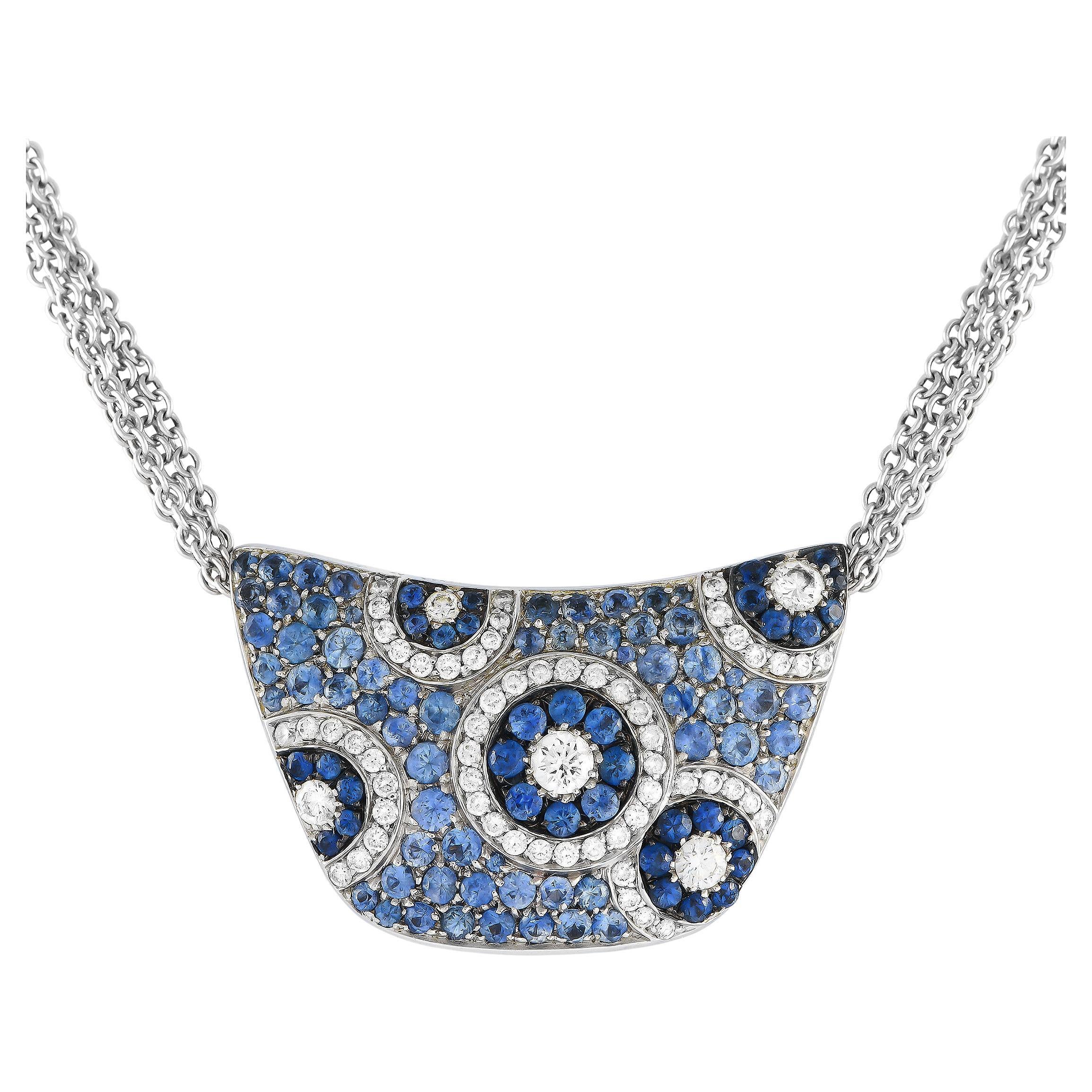 Cellini 18K White Gold 1.32ct Diamond and Sapphire Necklace