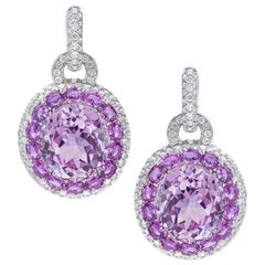 Cellini Or 18 carats, 22,61 carats Kunzite, 4,65 carats. Saphir et 3,07 carats. Boucles d'oreilles - Diamant