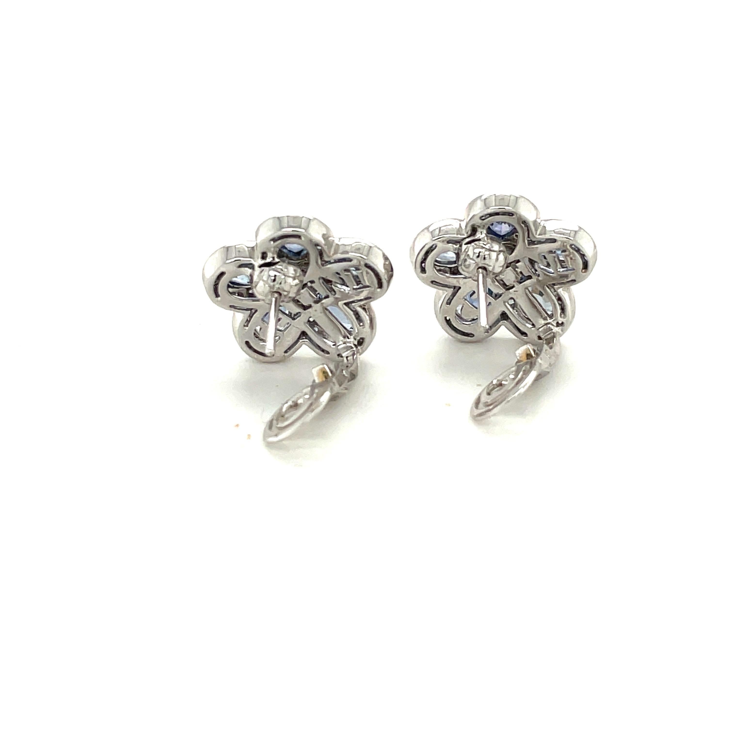 Cellini 18KT Blumenohrringe, Gold 6,25 Karat blauer Saphir und .50 Karat Diamant für Damen oder Herren