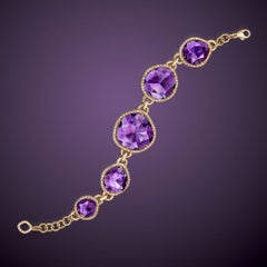Cellini 18 Karat Gold Bracelet with 13.00 Carat Amethyst and 1.84 Carat Diamonds