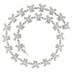 Cellini 18Kt WG, 6,75Ct. Mit 1,32 Karat Diamanten Rubin Teddybär Halskette