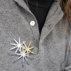 Cellini 18 Karat WG, Fireworks Brooch with Blue & Yellow Sapphires and Diamonds