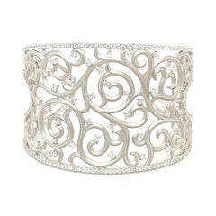 Cellini 18kt White Gold and Diamond 4.90Ct. Lace Cuff Bracelet