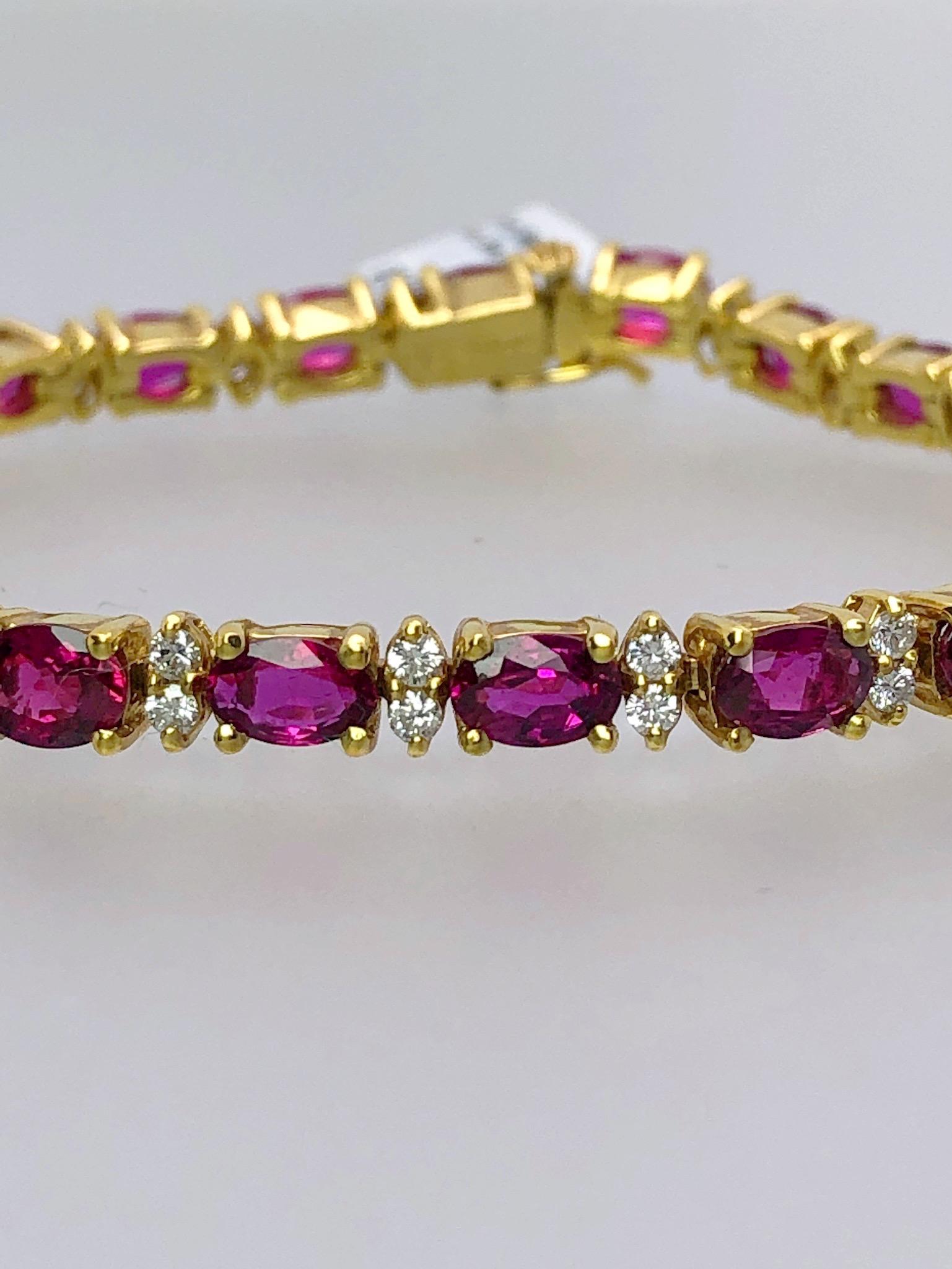 ruby and diamond tennis bracelet yellow-gold