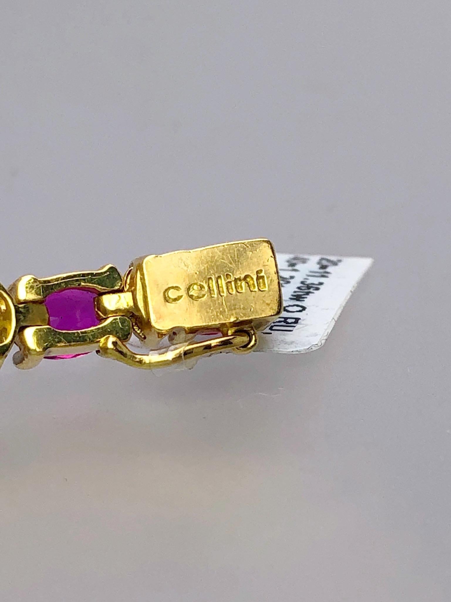 Cellini 18KT Gelbgold, 11,36 Karat ovaler Rubin und 1,10 Karat Diamantarmband im Angebot 1