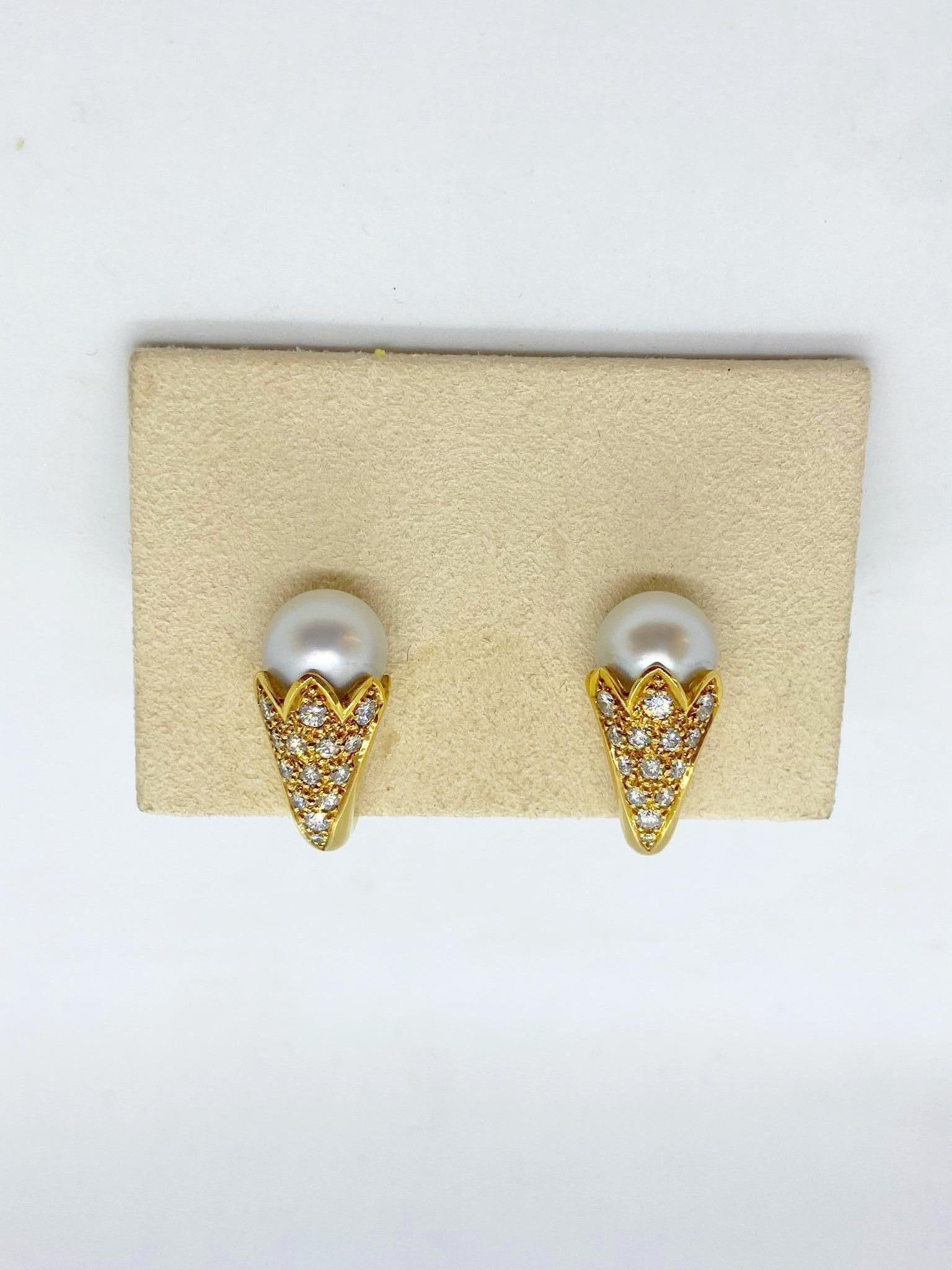 Retro Cellini 18 Karat Gold, 1.37 Carat Diamond and South Sea Pearl 