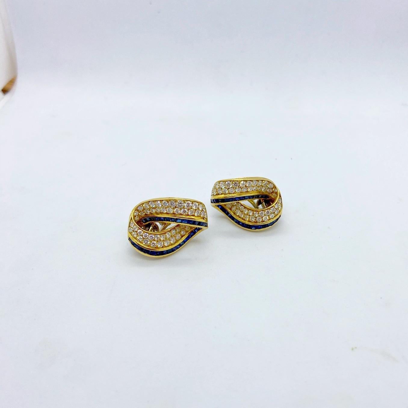 Cellini 18KT Gold 2,39 Karat Diamant und 2,59 Karat Saphir Unendlichkeits-Ohrringe im Zustand „Neu“ im Angebot in New York, NY