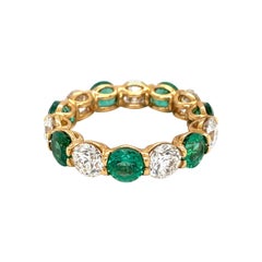 Used Cellini 18kt Yellow Gold 3.08ct Emerald 2.74ct Diamond Uternity Band