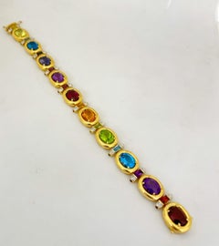 Cellini 18 Karat Gold 34.35 Carat Semi Precious and 0.20 Carat Diamond Bracelet