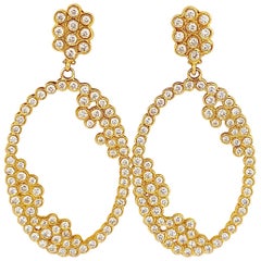 Used Cellini 18kt Yellow Gold 3.88ct. Diamond Bubble Hanging Earrings