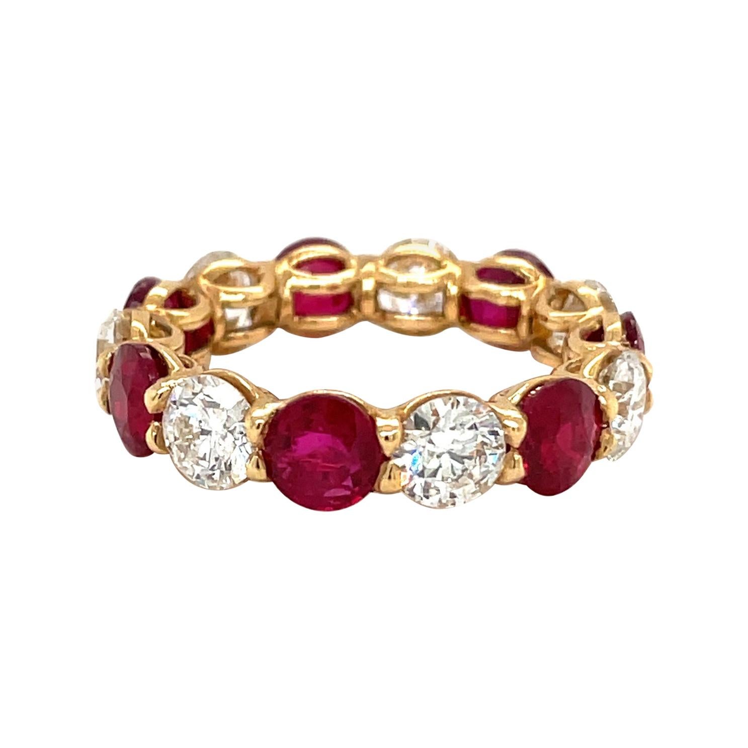 Cellini 18kt Yellow Gold 3.99ct Ruby & 2.93ct Diamond Uternity Band Ring For Sale