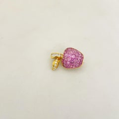 Cellini 18 Karat Gold, 7.55 Carat Invisibly Set Pink Sapphire Apple Brooch