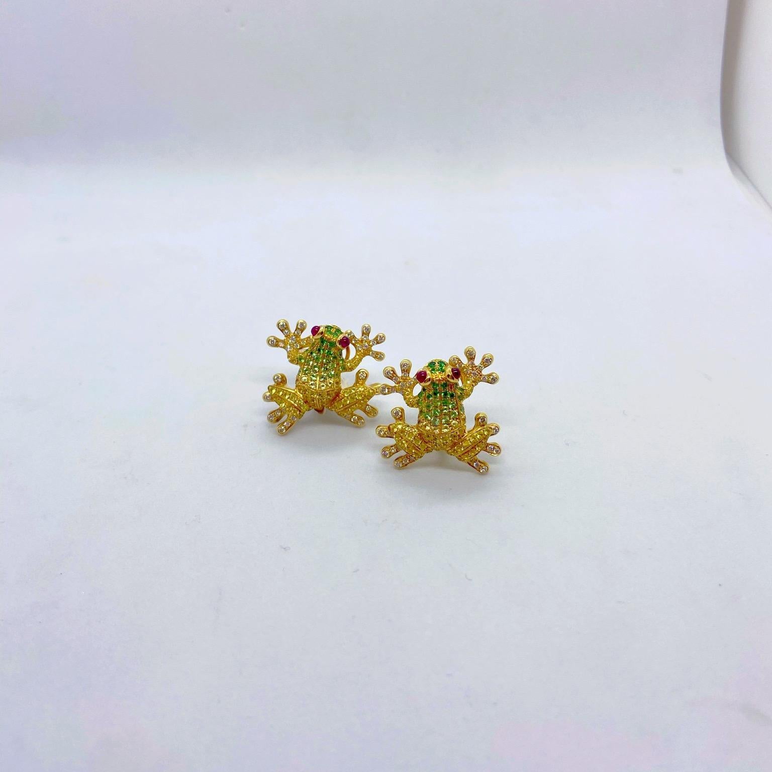 gold frog earrings