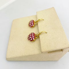 Cellini Pendants d'oreilles cœurs en or 18 carats avec rubis de 2,49 carats et diamants de 0,75 carat