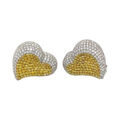 : 6,16ct. Gelbe und weiße Diamant-Herz-Ohrringe aus 18kt Gold