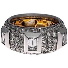 Cellini Bague en or 18 carats avec diamants taille baguette et diamants ronds brillants