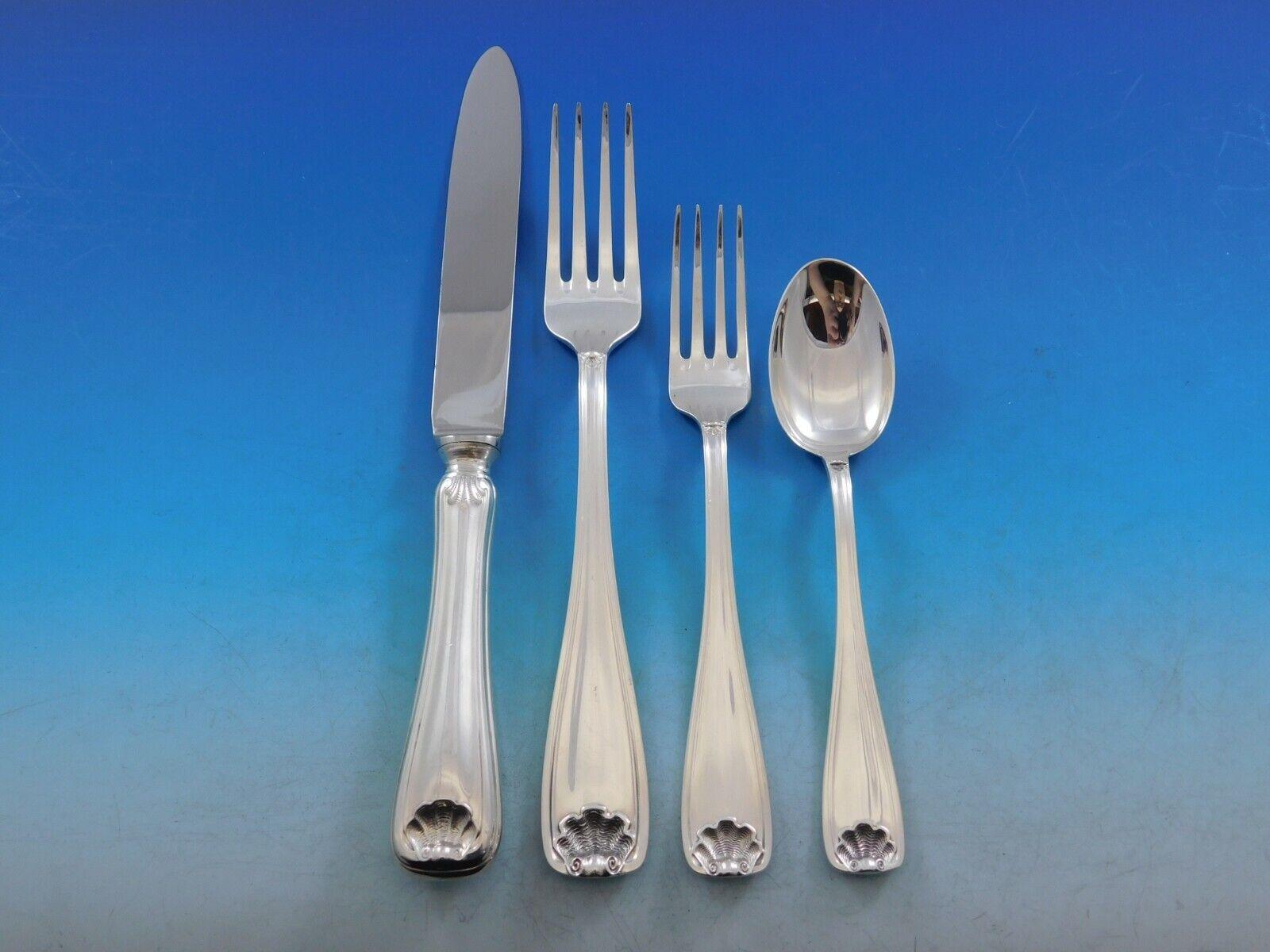 Continental size Cellini by Fortunoff Italy sterling silver flatware set, 48 pieces. This set includes:

6 Continental Size Knives, 9 1/2