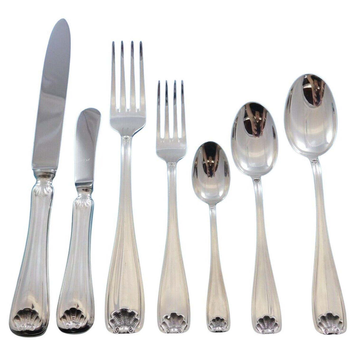 Verona by Fortunoff Italy Sterling Silver Flatware Set 12 Service Dinner 86  Pcs For Sale at 1stDibs