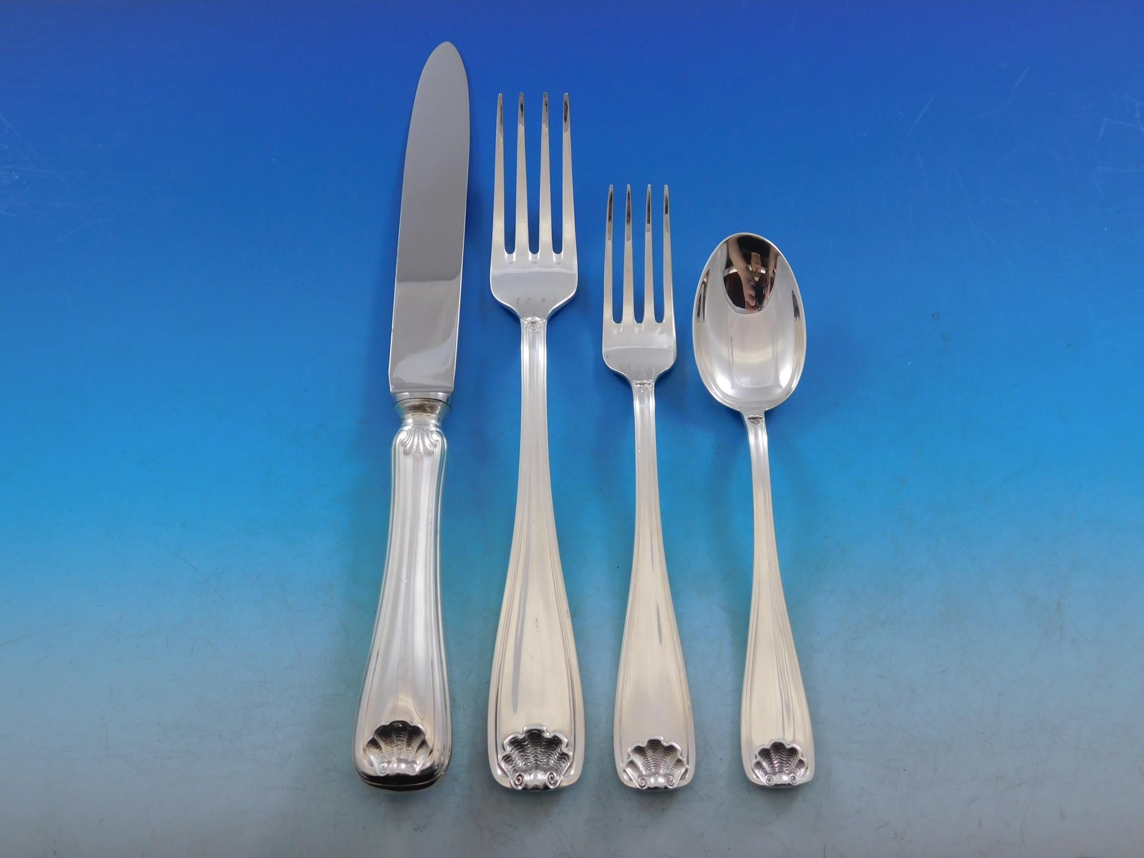Cellini by Fortunoff Italy Sterling Silver Flatware Set Service Dinner 90 Pieces In Excellent Condition In Big Bend, WI