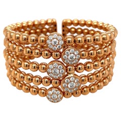 Cellini a cinque file di perline in oro rosa 18KT, 2,19Ct. Bracciale con diamanti