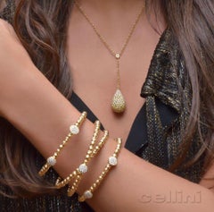 Cellini Manschettenarmband, vierreihig Perlen 18KT Roségold 1,16 Karat Diamant