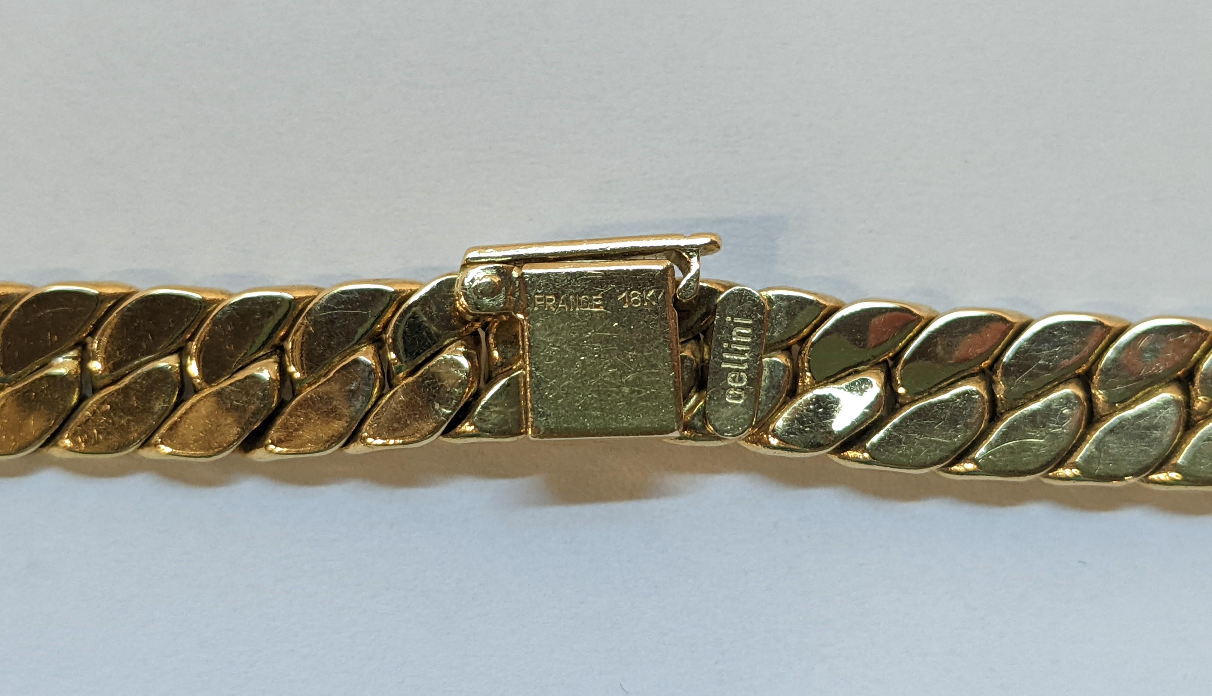 Cellini France 90´s Oro giallo 18k, diamanti, smeraldo e  collana panthere in vendita 7