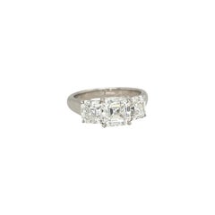 Cellini GIA Certified 3 Stone Square Emerald Cut E color Diamond Ring