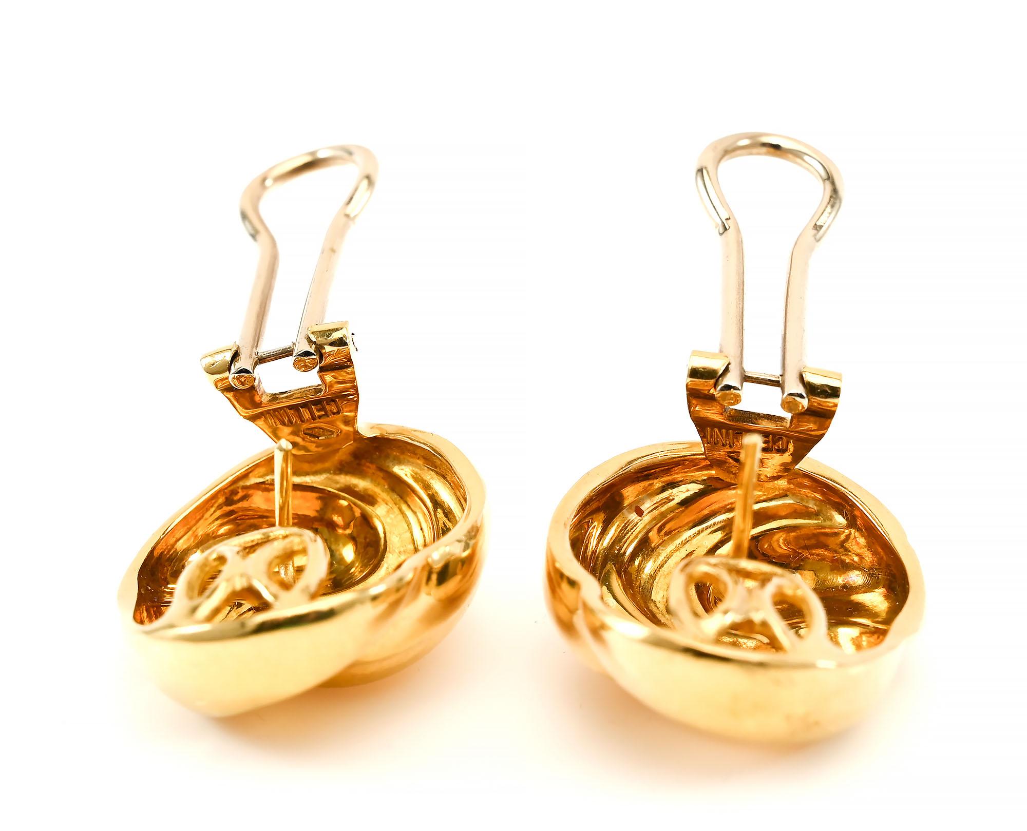 Cellini Gold Swirl Earrings In Excellent Condition For Sale In Darnestown, MD