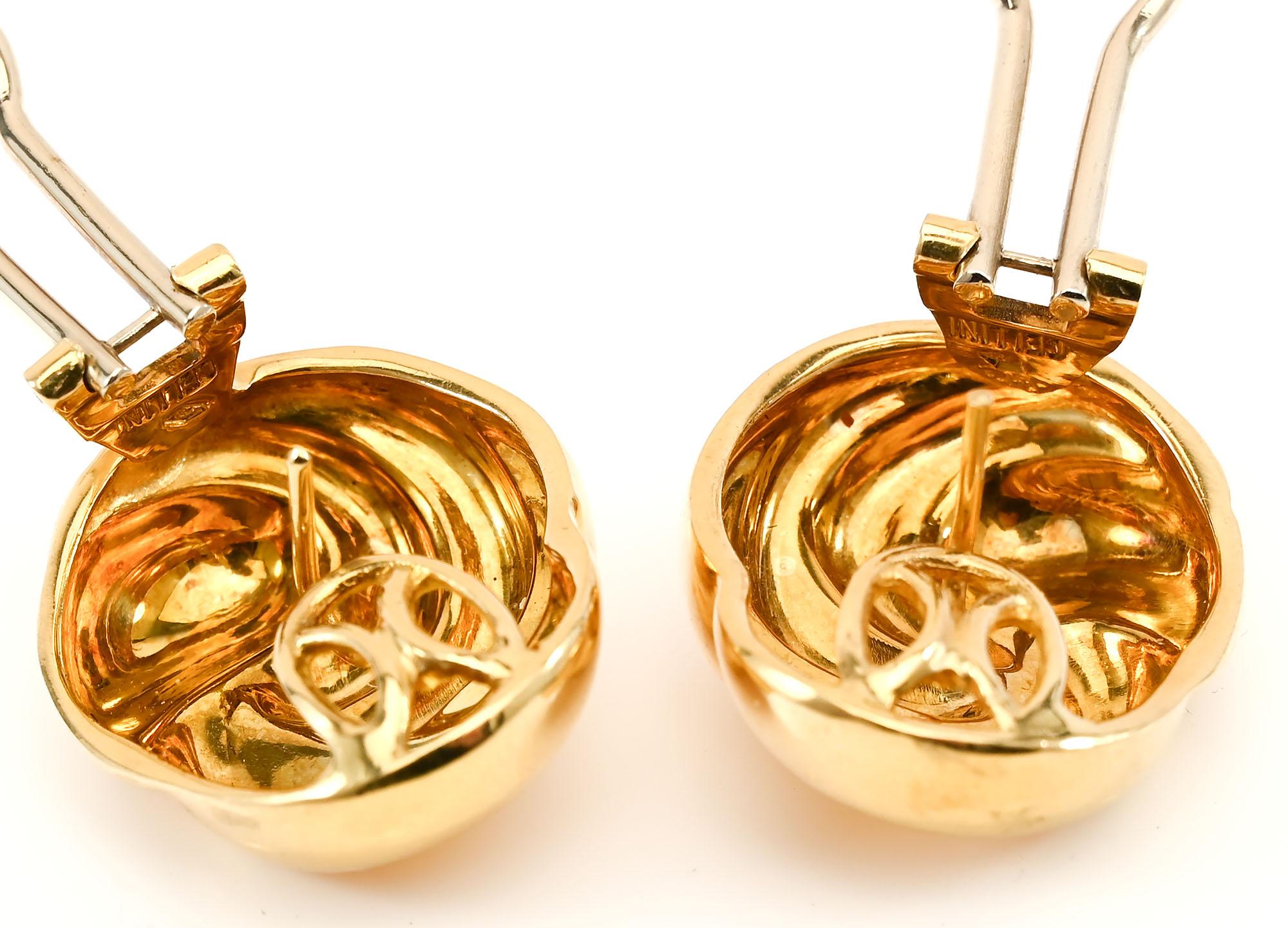 Women's or Men's Cellini Gold Swirl Earrings For Sale
