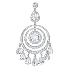 Cellini Jeweler Plat. 13.03Ct. Round Rose Cut Diamond Chandelier Drop Earrings