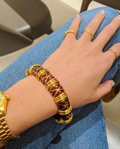 Cellini Jewelers 18 Karat Yellow Gold and Red Enamel Bracelet