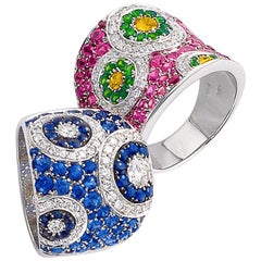 Cellini Jewelers 18Kt Gold, 2.43ct Pink & Yellow Sapphire, and Diamond Ring