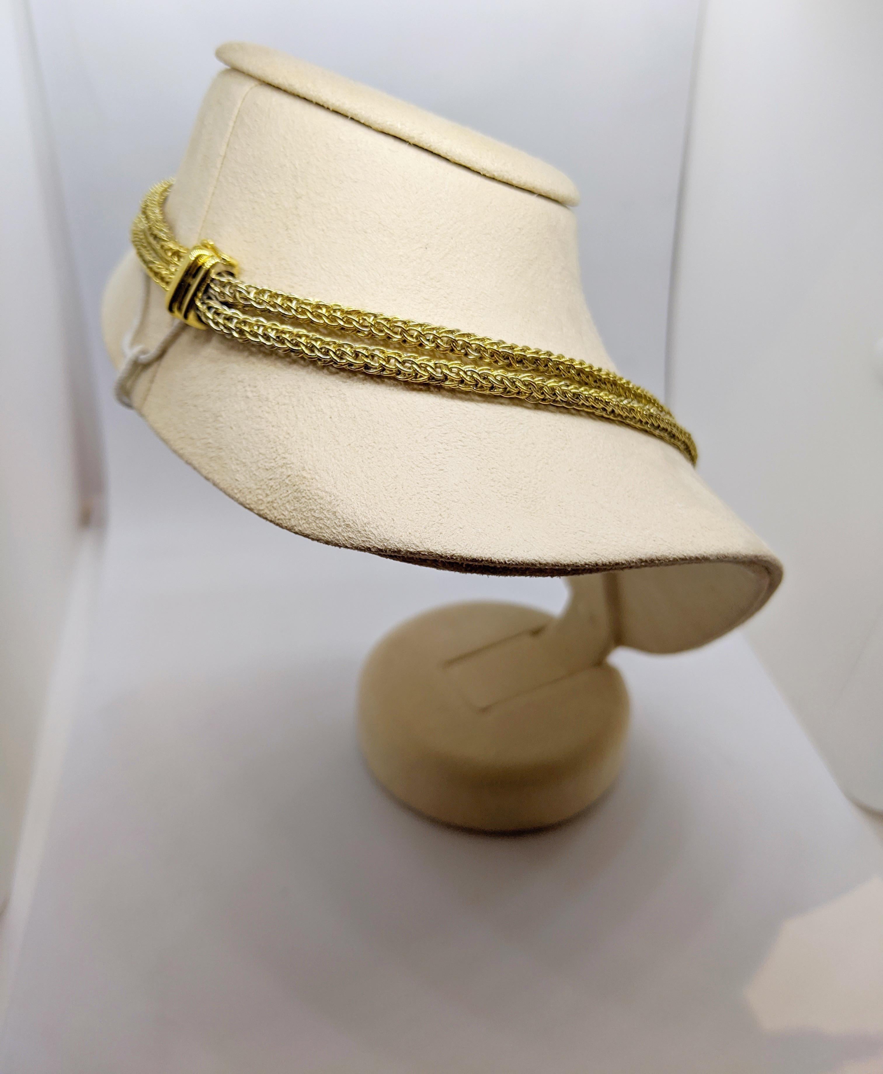 Cellini Jewelers 18KT Gold & Diamond 3.28cts. Barrel Necklace with Double Chain In New Condition For Sale In New York, NY