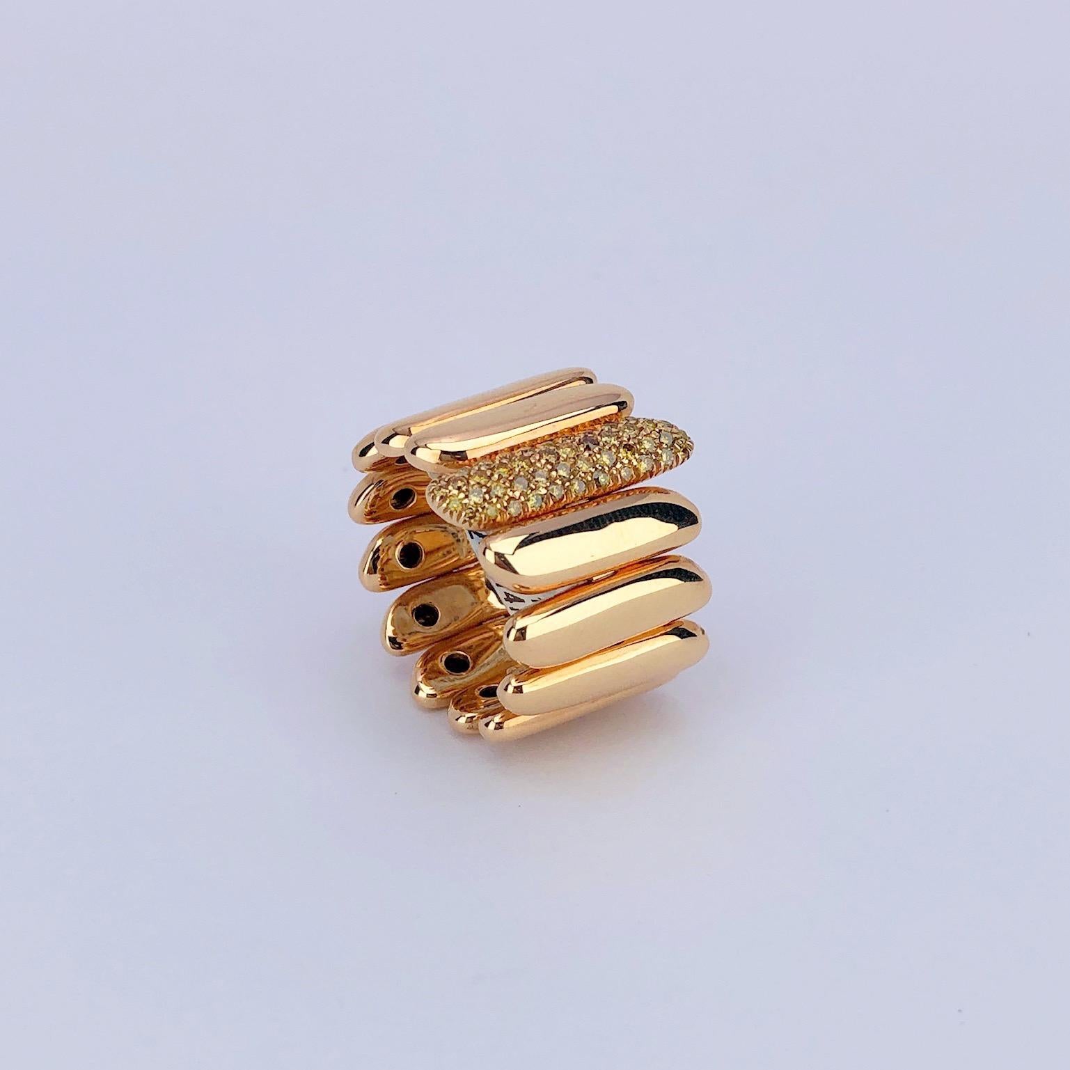 Anillo de oro rosa de 18 quilates de Cellini Jewelers con centro de diamante amarillo de 0,40 quilates Moderno en venta