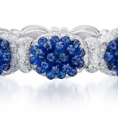 Cellini Jewelers 18KT WG 37ct. Briolette Sapphire and 4.74ct. Diamond Bangle