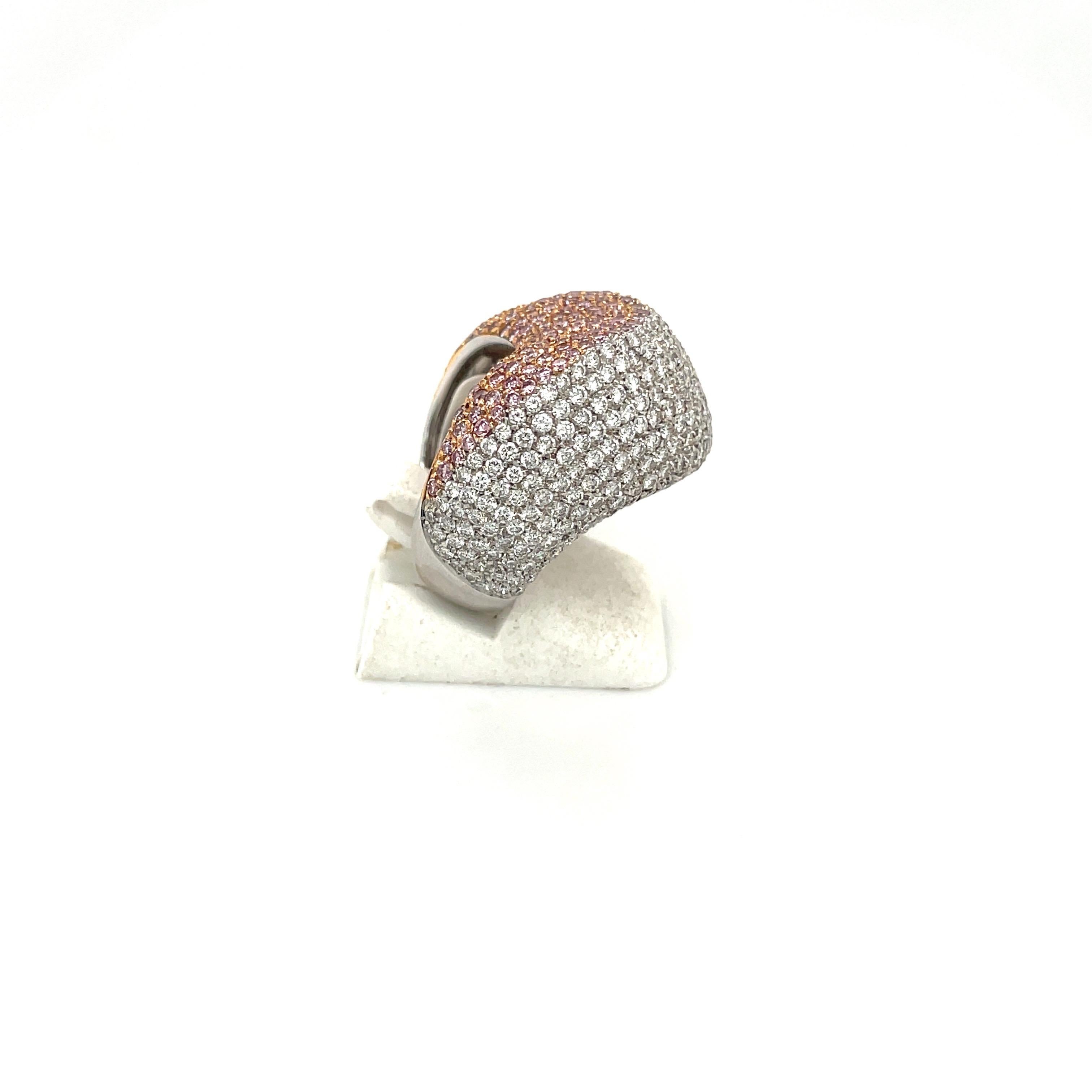 Cellini Jewelers 18KT White Gold, 2.89Ct. Pink & 1.19Ct. White Diamond Ring In New Condition For Sale In New York, NY