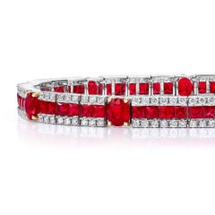 Cellini Jewelers 18KT White Gold, 6.29 ct Ruby and 2.02 ct. Diamond Bracelet