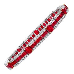 Cellini Jewelers Or blanc 18 carats, rubis 6,29 carats et 2,02 carats Bracelet de diamants