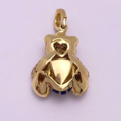 18 Karat Yellow Gold, 1.07 Carat Diamond and Enamel Teddy Bear Charm