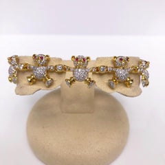 18 Karat Yellow Gold and 3.01 Carat Diamond Teddy Bear Bracelet
