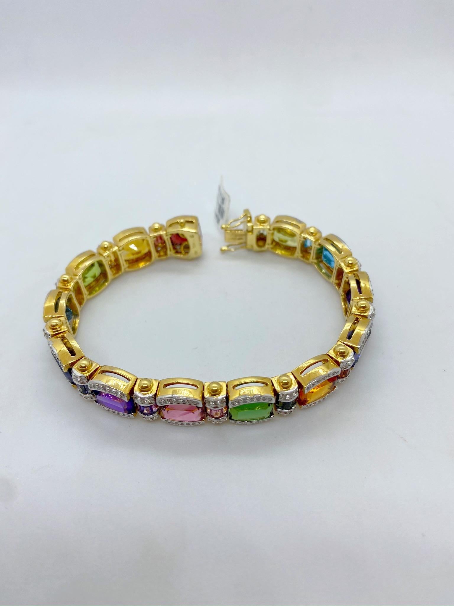 gold bracelet with semi precious stones