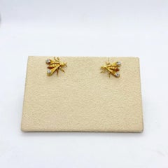 18 Karat Yellow Gold and Diamond Fly Earrings