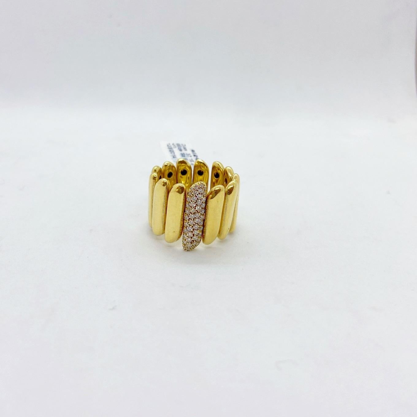 Modern 18 Karat Yellow Gold Ring with .37 Carat Diamonds For Sale